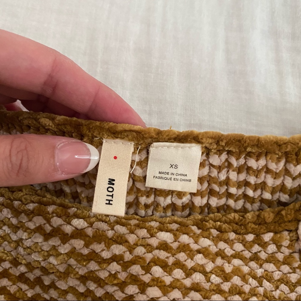 SOLD Anthro. Moth chenille yellow striped crop swe - Picture 7 of 8